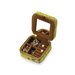 Load image into Gallery viewer, Jewelry Travel Organizer Pouch Green Gold Brocade N6E077