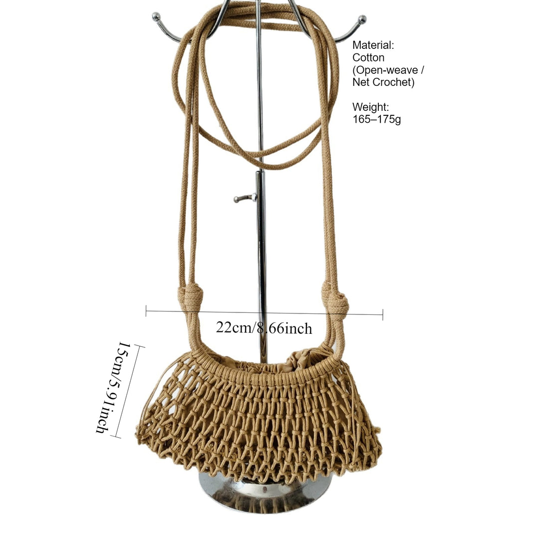 Cotton Mesh Drawstring Mini Beach Crossbody Bag N6F145