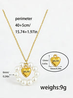 Load image into Gallery viewer, Pearl Heart Ring MUM Pendant Necklace Women N6D526