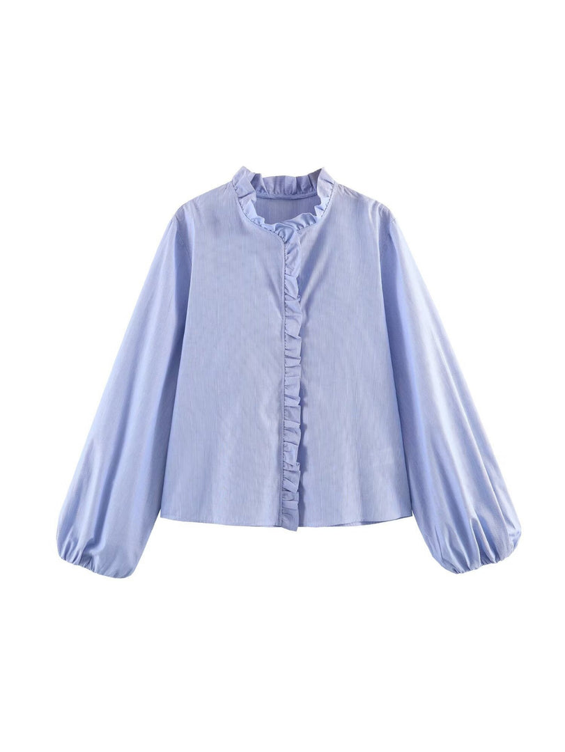 Ruffle Detail Poplin Crop Shirt Women N6C103