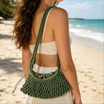 Load image into Gallery viewer, Cotton Mesh Drawstring Mini Beach Crossbody Bag N6F145