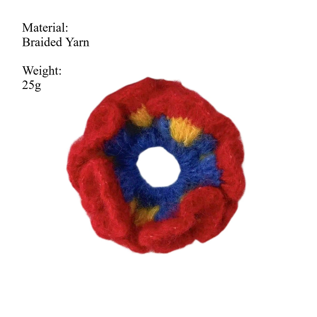 Contrast Color Braided Yarn Ponytail Hair Tie  S5P429
