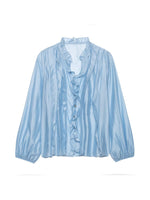 Load image into Gallery viewer, French Polka Dot V-Neck Ruffle Blouse Women N6F191