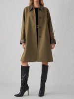 Load image into Gallery viewer, Elegant Contrast Trim Notch Lapel Medium Coat Women N6H041