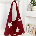 Load image into Gallery viewer, Women's Suede-Feel Star Embroidered Tote Bag N6J182