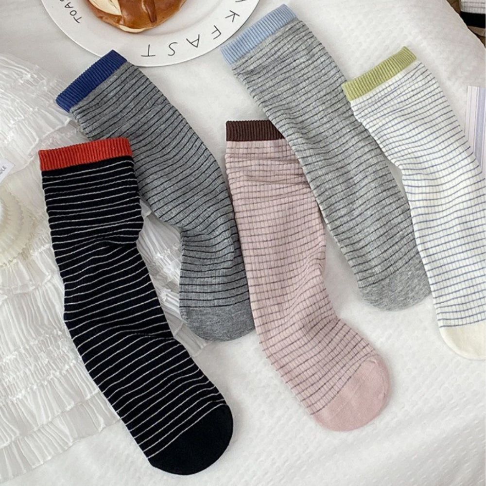 Dopamine Color Block Stripe Stack Socks Women N6H016