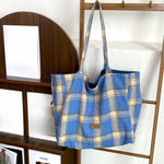 Load image into Gallery viewer, Women's Plaid Wool Tote Shoulder Bag N6J183
