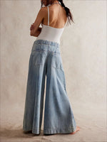 Load image into Gallery viewer, Wide Leg Relaxed Tie Waist Denim Pants Women N6C283