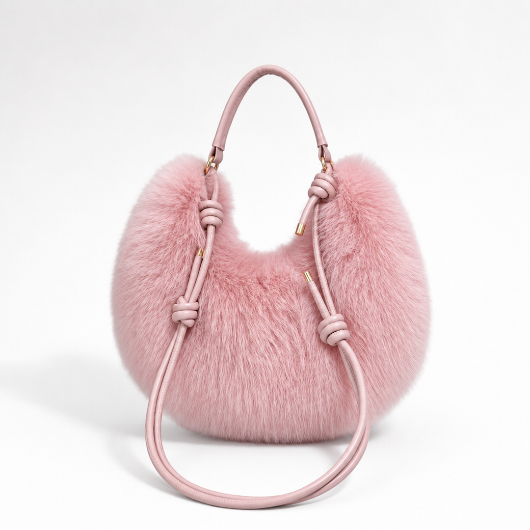 Women's Plush Crescent Shoulder Bag N6J117