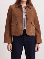 Load image into Gallery viewer, Suede Trench Coat Mid Heavy Brown N5Z574