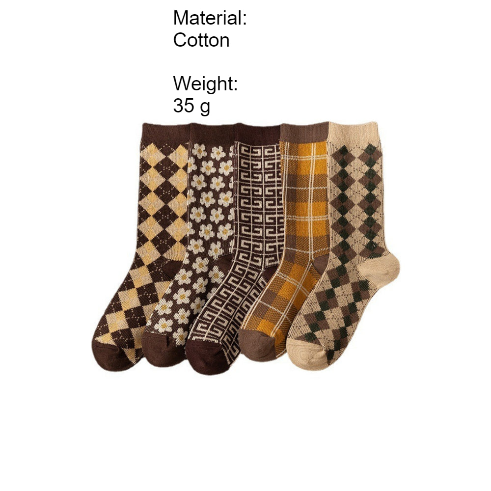 Double Needle Seamless Diamond Long Socks Women N6H030