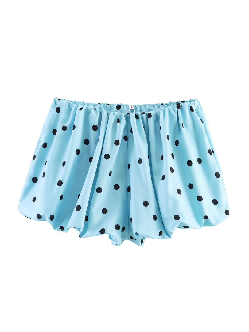 Polka Dot Balloon Jacket Shorts Set Women Casual N6F207