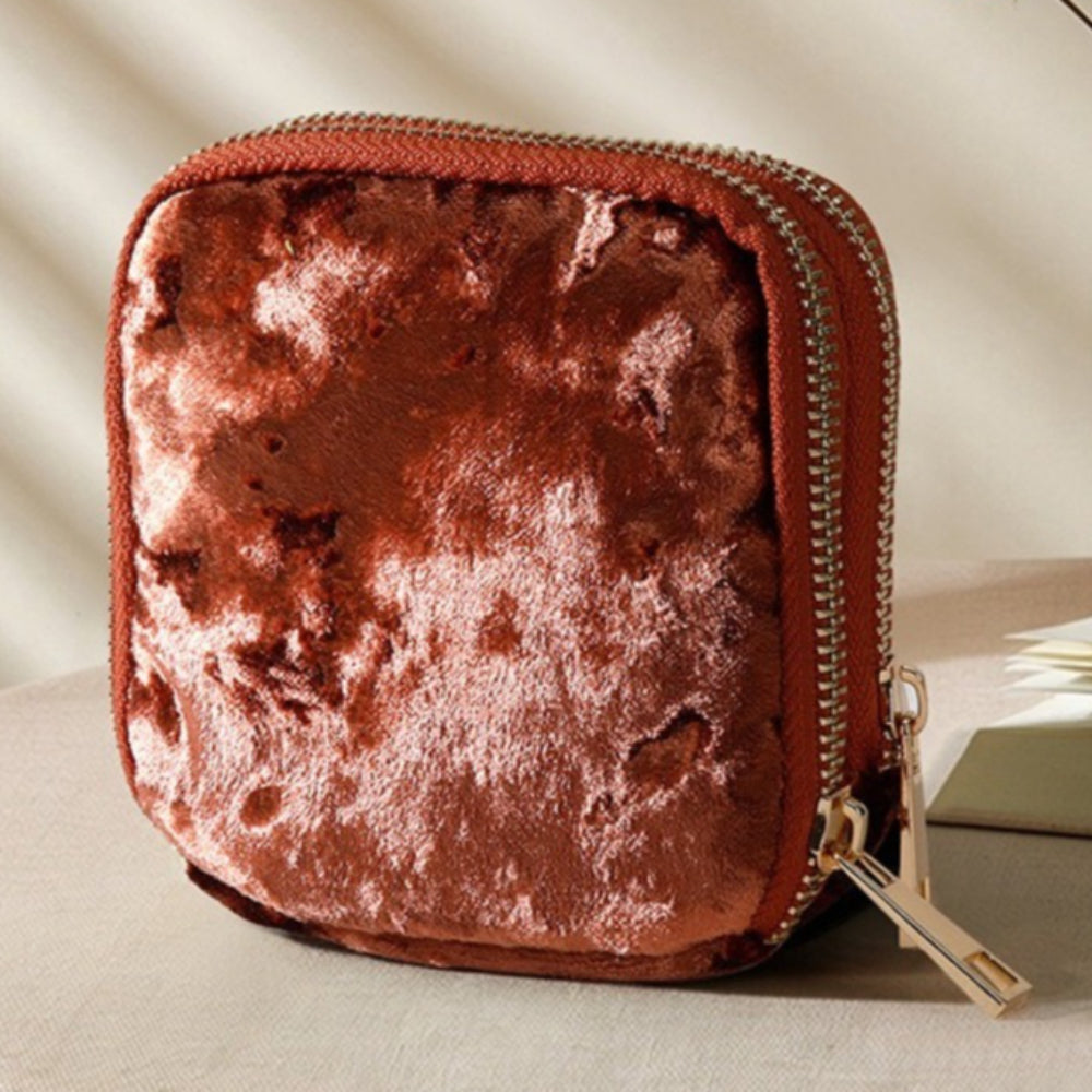 Ombre Tassel Velvet Jewelry Pouch with Double Layer N6E076