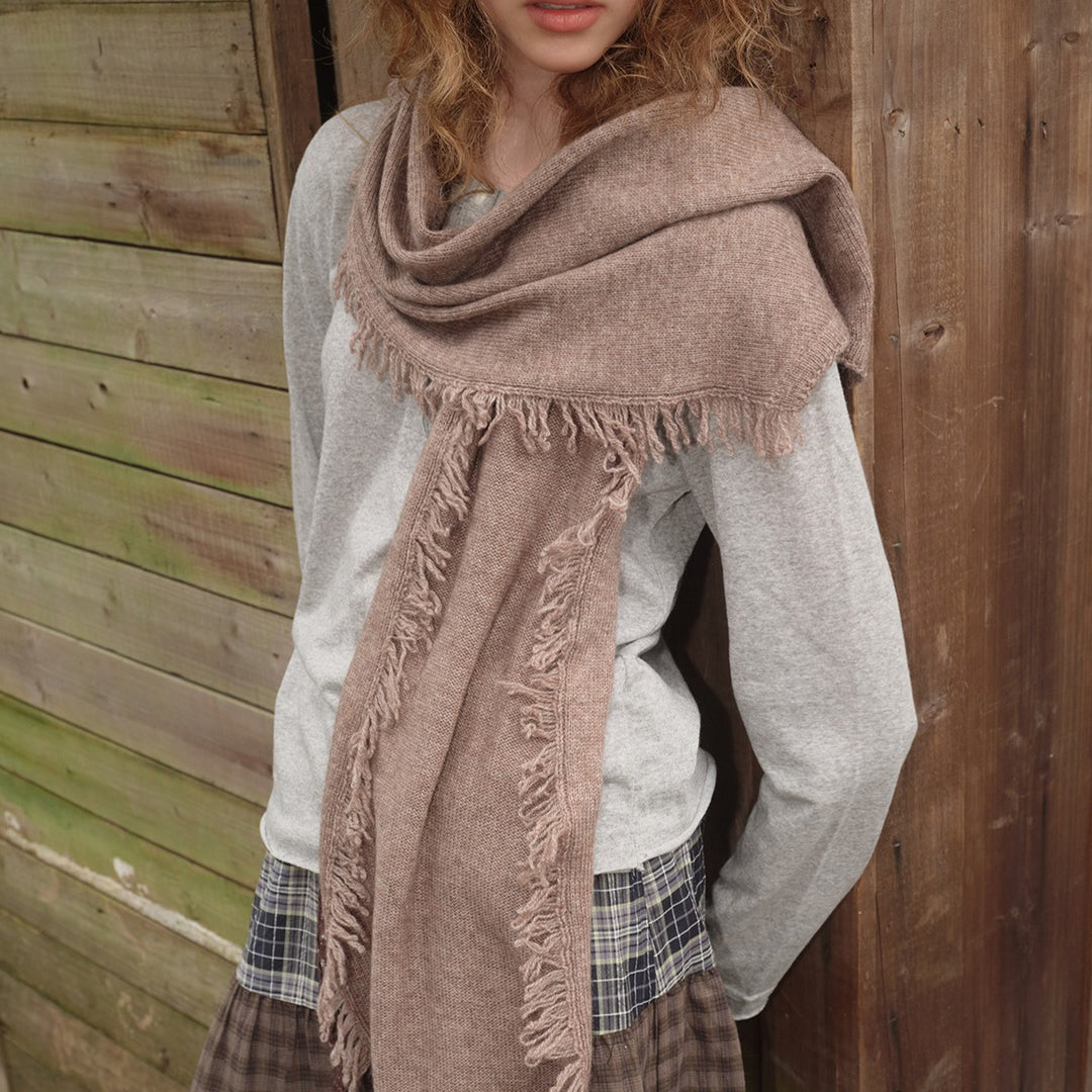 20 Percent Yak Down Wool Blend Fringe Knit Scarf N6K232