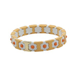 Load image into Gallery viewer, Bohemian Floral Cuff Enamel Steel Elastic DIY Plated S5P085

