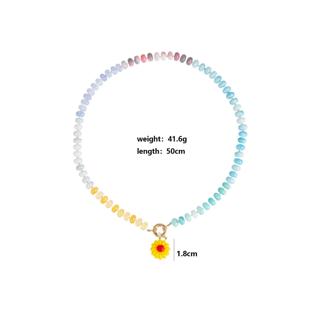 Colorful Handmade Daisy Beaded Pendant Necklace N6E118