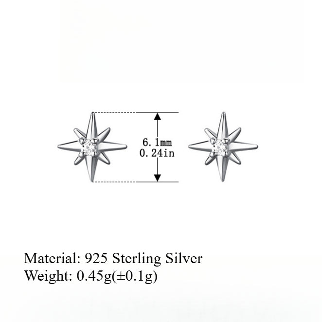Octagram Zirconia Studs S925 Gold Plated S5P133