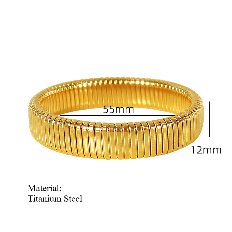 Titanium Steel Grooved Bangle Elastic Medical-Grade S5P253