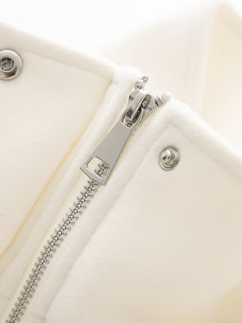 Loose Zip Stand Collar Adjustable Waist Jacket Women N6H130