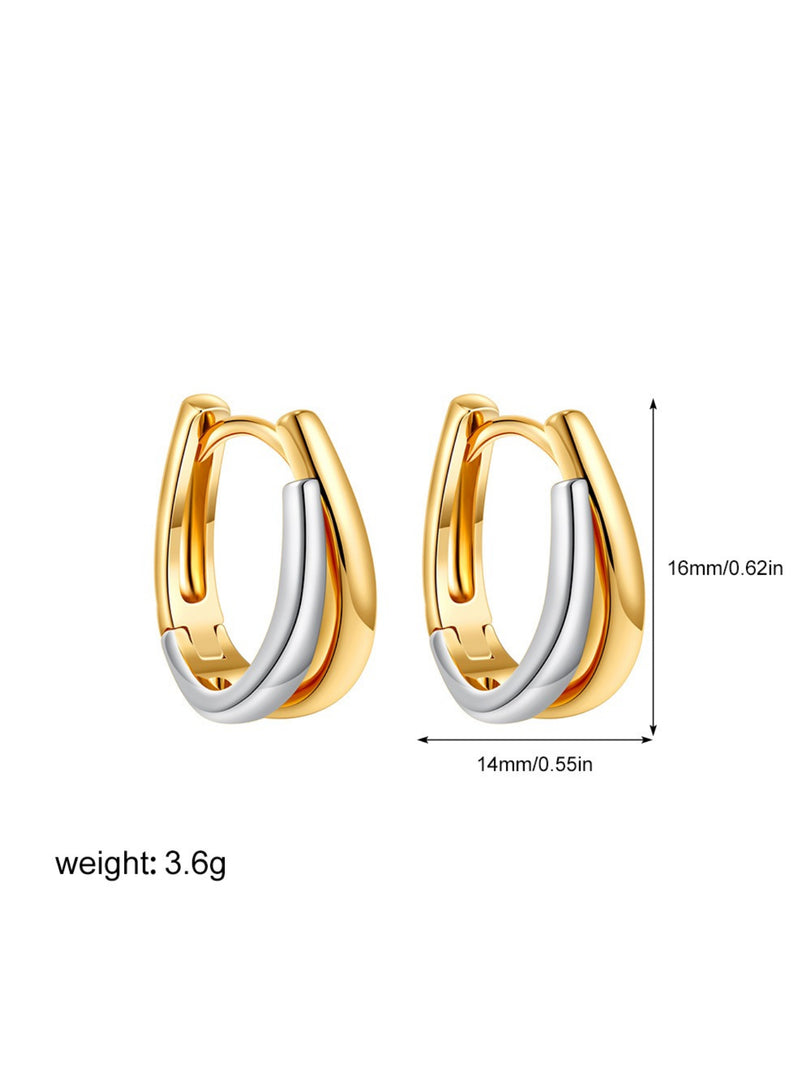 Two-tone Geometric U-Shape Ear Cuff Gold Plated  N6C182