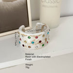 Load image into Gallery viewer, Colorful Crystal C-Shape Resin Bangle Bracelet N6F097