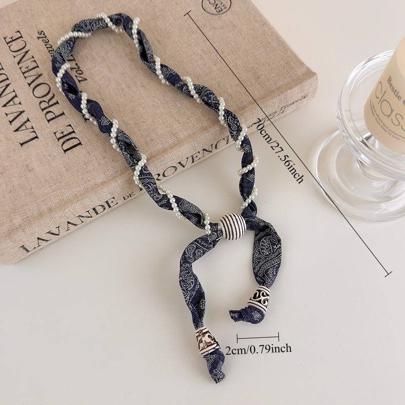 Womens Pearl Wrap Scarf Necklace N6K276