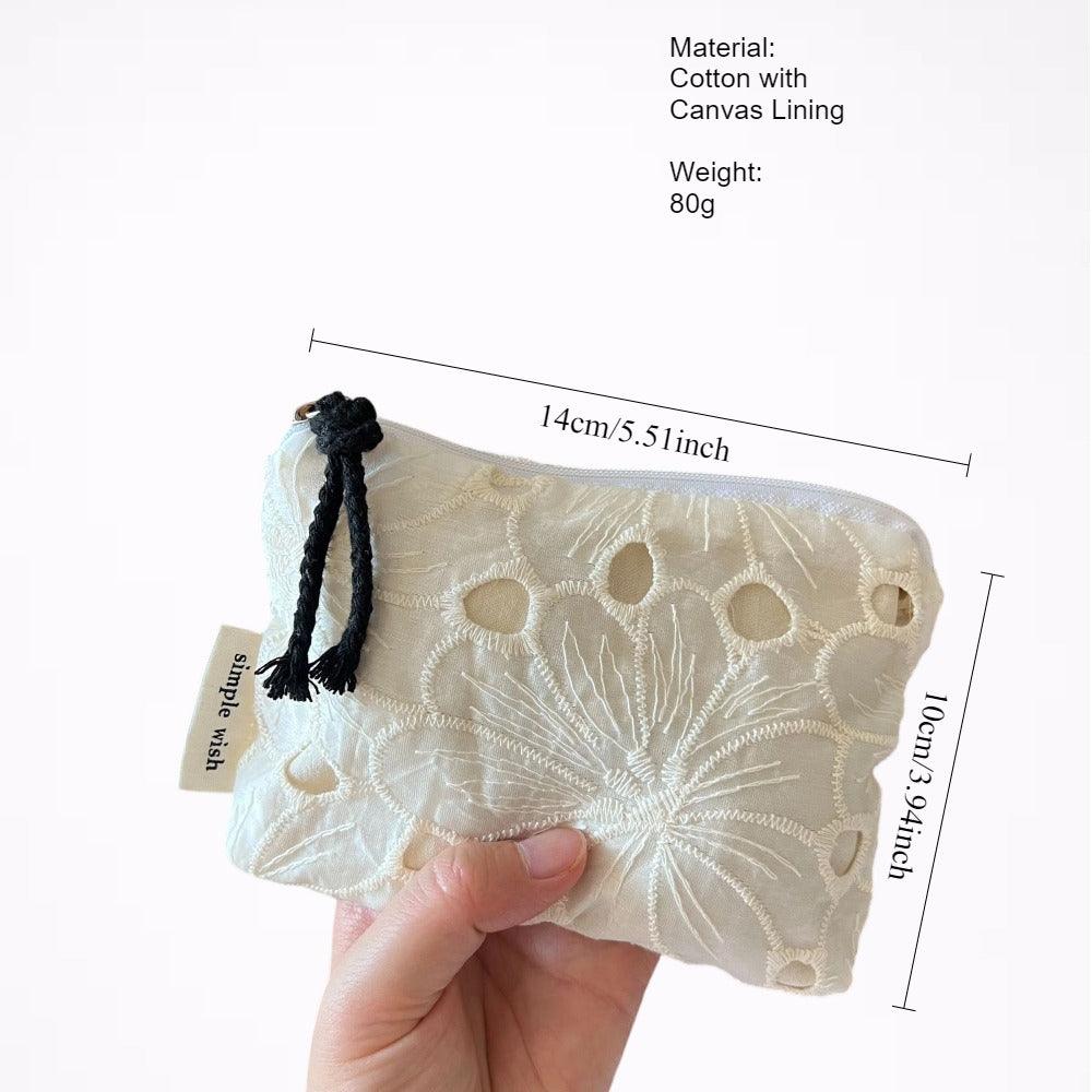 Vintage Lace Embroidered Mini Cotton Coin Purse N6F178