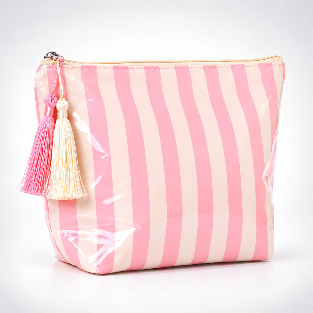 Unisex Waterproof Striped PVC Cosmetic Bag N6J239