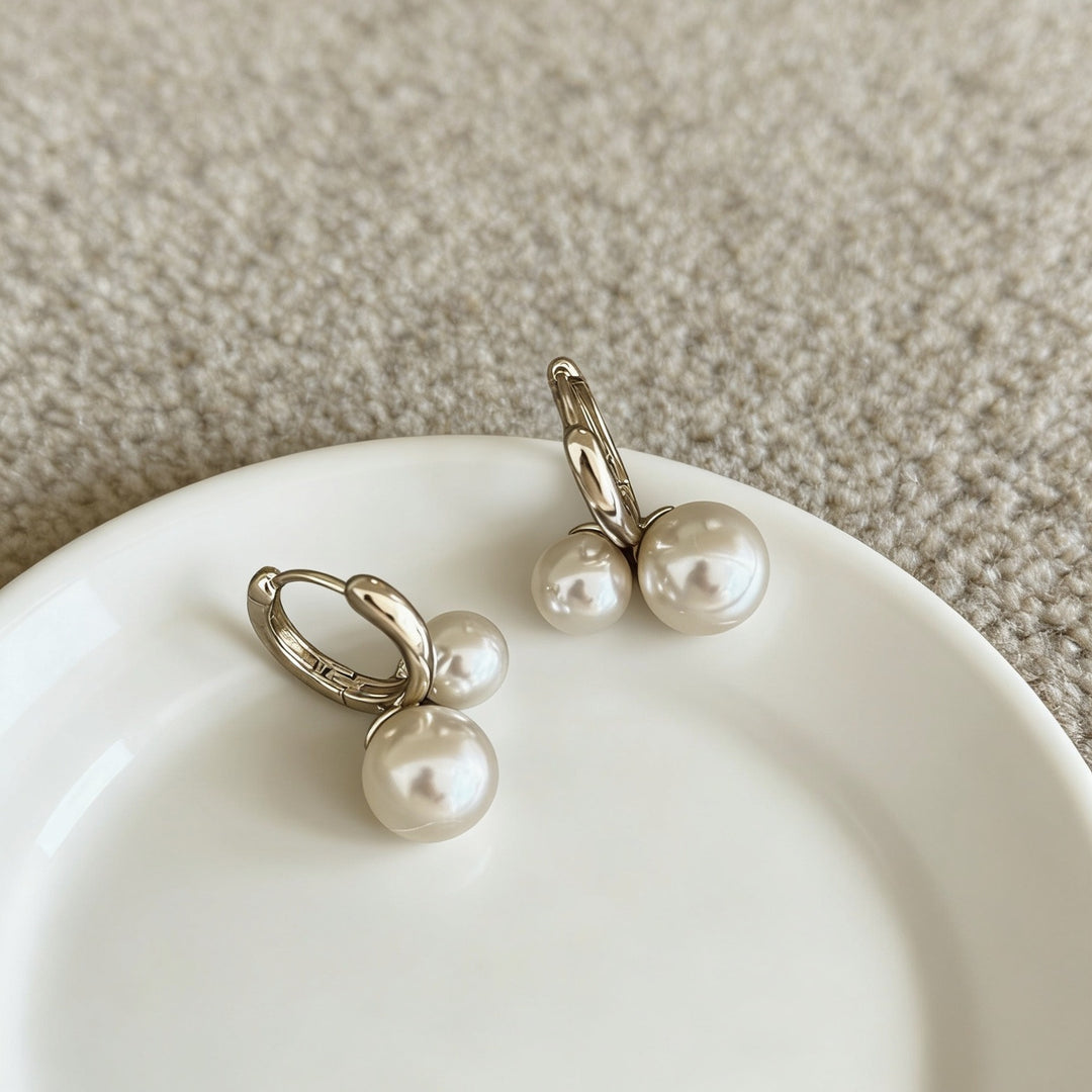 Pearl Cherry Ear Cuff Stud Earrings Women N6H161