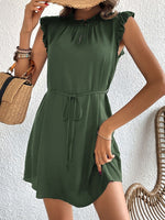Load image into Gallery viewer, Summer Short Flutter Sleeve Solid A-Line Dress N6F219