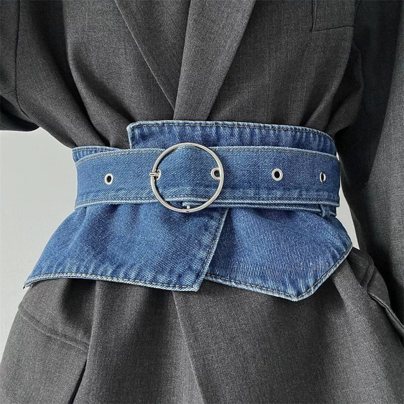 Wide Denim Waist Belt Women Corset Waist  N6H338