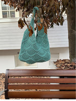 Load image into Gallery viewer, Knit Openwork Diamond Tote Bag Women N6C056