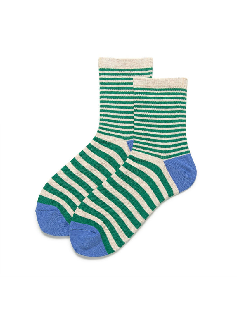 Color Block Stripe Athletic Mid-Calf Socks Women N6C166