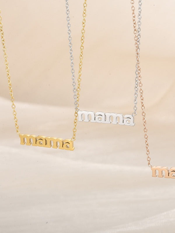 Titanium Steel Mama Pendant Necklace Women N6D530