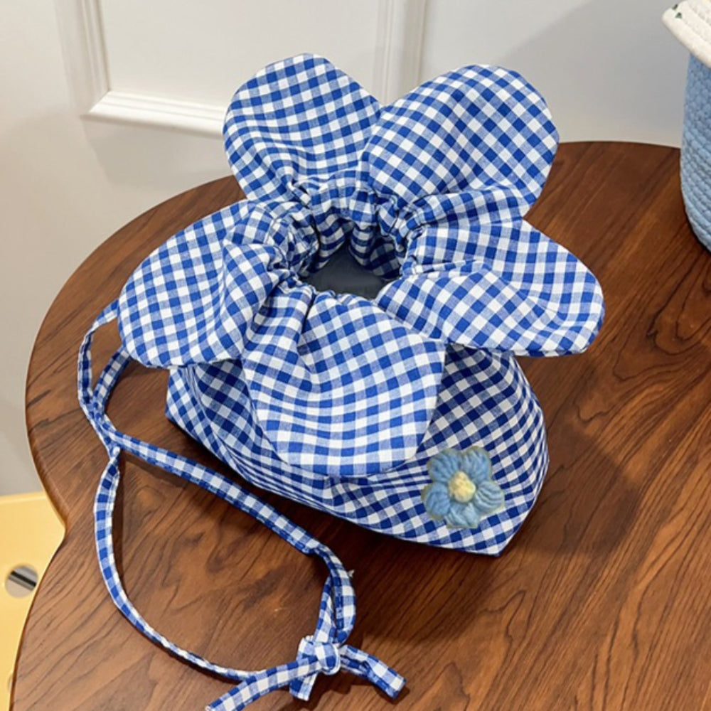 Floral Print Reversible Bucket Bag Women Commute N6E085