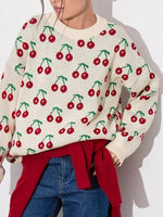 Load image into Gallery viewer, Cherry Print Sweater Mid Heavy Apricot N5Z841

