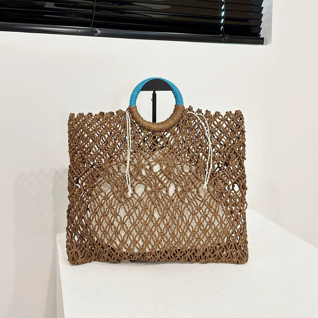 Straw Tote Bag Summer Beach Boho Crossbody Purse N6F056