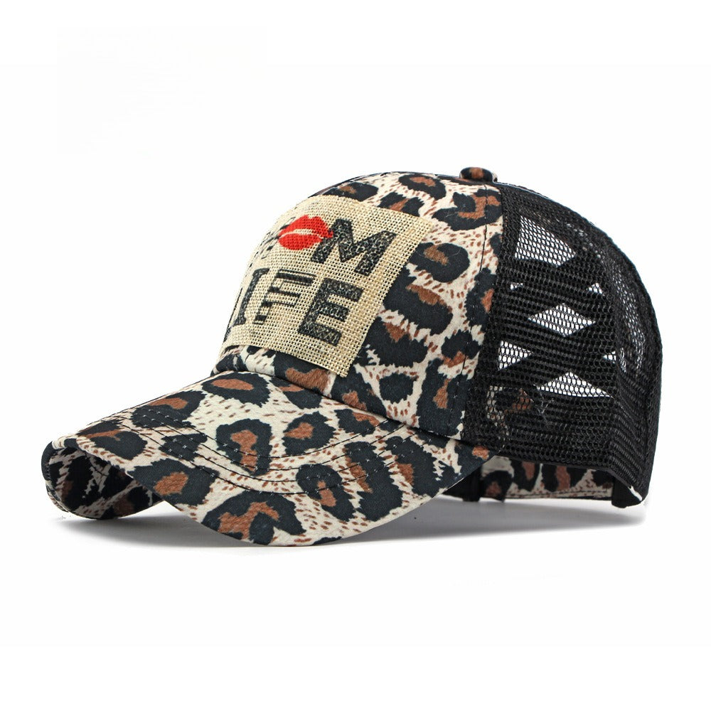 Leopard Appliqué Baseball Cap Wide Brim Sun Hat N6G208