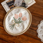Load image into Gallery viewer, Vintage Lace Embroidered Coaster Doily Display Mat N6G077