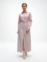 Load image into Gallery viewer, Pink High Slit Shirt and Skirt Set Women N6C183
