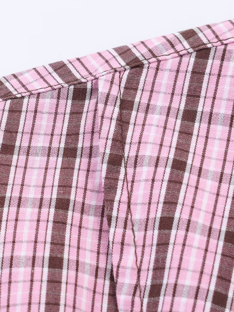 Bow Tie Detail Gingham Shirt Women N6C112