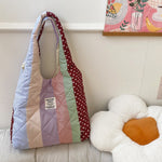 Load image into Gallery viewer, Women's Color-Block Quilted Cotton Tote Bag N6J192