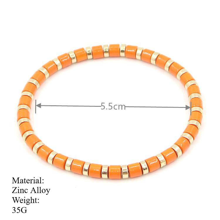 Tube Bead Chain Alloy Vitreous Enamel Rainbow S5P267