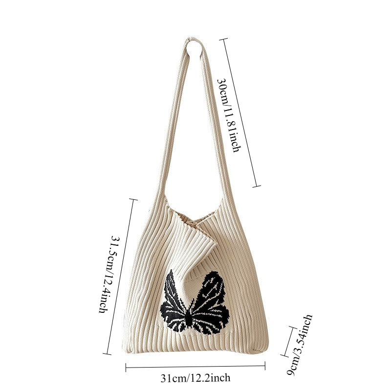 Women's Woven Polyester Knit Tote Shoulder Bag N6J166
