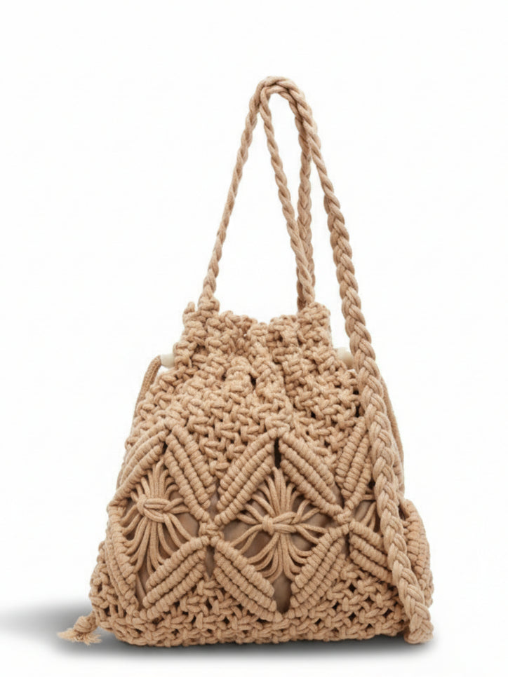 Woven Bucket Bag Women Minimalist N6C025