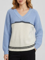 Load image into Gallery viewer, V-Neck Loose Fit Knit Pullover Women Fall Winter N6G181