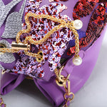 Load image into Gallery viewer, Floral Embroidered Sequin Mesh Bucket Bag Women N6E010
