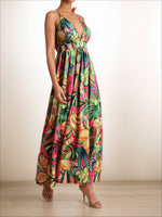 Load image into Gallery viewer, Sexy Print V Neck Slip Dress Women N6C247