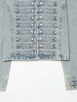 Load image into Gallery viewer, Embroidered Cropped Denim Jacket Slim Fit Women N6F193