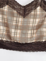 Load image into Gallery viewer, Lace Trim Striped Camisole Top Brown N6F206